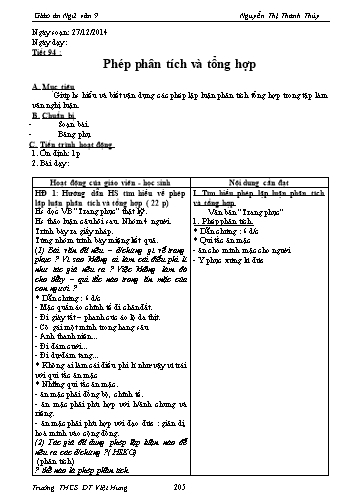 Giáo án Ngữ văn Lớp 9 - Tiết 94: Phép phân tích và tổng hợp - Trường THCS ĐT Việt Hưng
