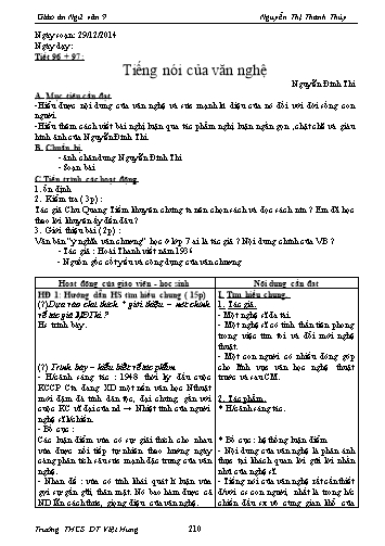 Giáo án Ngữ văn Lớp 9 - Tiết 96+97: Văn bản: Tiếng nói của văn nghệ - Trường THCS ĐT Việt Hưng