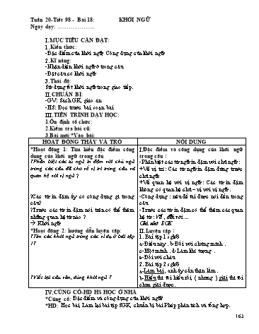 Giáo án Ngữ văn Lớp 9 - Tiết 98, Bài 18: Khởi ngữ