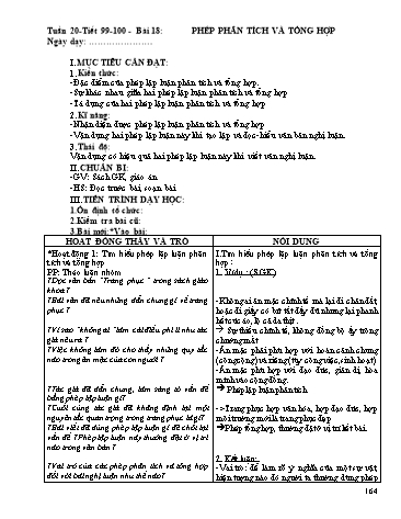Giáo án Ngữ văn Lớp 9 - Tiết 99+100, Bài 18: Phép phân tích và tổng hợp