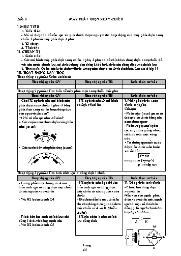 Giáo án Vật lý Khối 12 - Chương III: Dòng điện xoay chiều - Bài 17: Máy phát điện xoay chiều