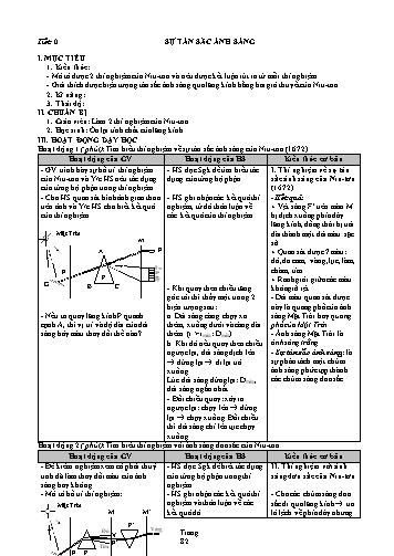 Giáo án Vật lý Khối 12 - Chương V: Sóng ánh sáng - Bài 24: Tán sắc ánh sáng