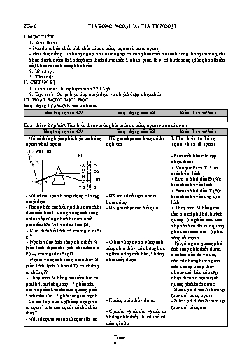 Giáo án Vật lý Khối 12 - Chương V: Sóng ánh sáng - Bài 27: Tia hồng ngoại và tia tử ngoại