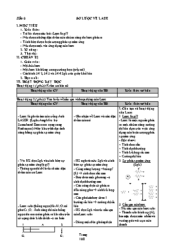 Giáo án Vật lý Khối 12 - Chương VI: Lượng tử ánh sáng - Bài 34: Sơ lược về laze