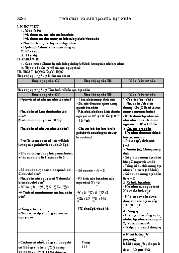 Giáo án Vật lý Khối 12 - Chương VII: Hạt nhân nguyên tử - Bài 35: Tính chất và cấu tạo hạt nhân