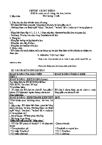 Giáo án Toán Lớp 1 (Chân trời sáng tạo) - Chủ đề 2, Bài: So sánh các số bằng, lớn hơn, bé hơn