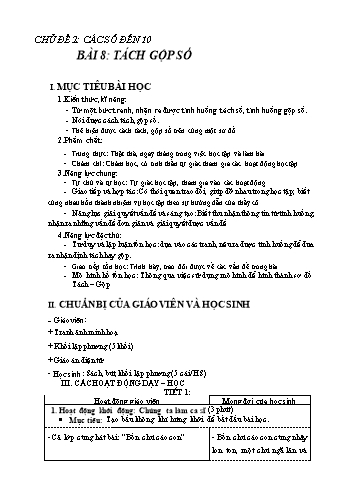 Giáo án Toán Lớp 1 (Chân trời sáng tạo) - Chủ đề 2, Bài: Tách, gộp số