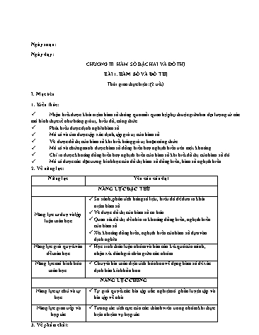 Giáo án Toán Lớp 10 (Chân trời sáng tạo) - Chương 3, Bài 1: Hàm số và đồ thị