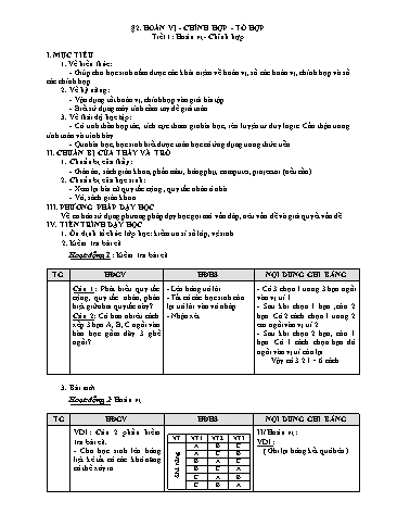 Giáo án Toán Lớp 10 (Chân trời sáng tạo) - Chương 8, Bài 2: Hoán vị, chỉnh hợp và tổ hợp