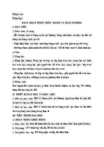 Giáo án Toán Lớp 6 (Chân trời sáng tạo) - Chương 8, Bài 8: Hoạt động thực hành và trải nghiệm