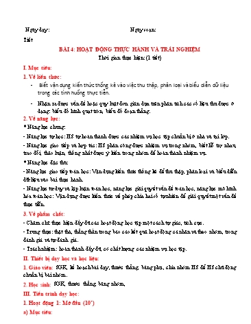 Giáo án Toán Lớp 7 (Chân trời sáng tạo) - Chương 5, Bài 4: Hoạt động thực hành và trải nghiệm Dùng biểu đồ để phân tích kết quả học tập môn Toán của lớp