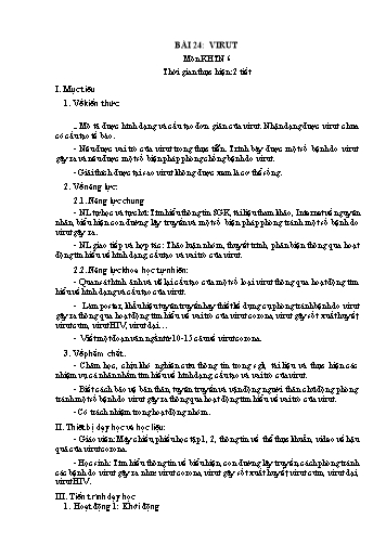 Giáo án Khoa học tự nhiên Lớp 6 (Chân trời sáng tạo) - Bài 24: Virut