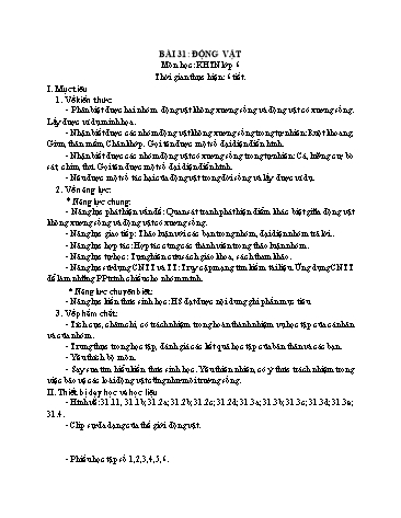 Giáo án Khoa học tự nhiên Lớp 6 (Chân trời sáng tạo) - Bài 31: Động vật