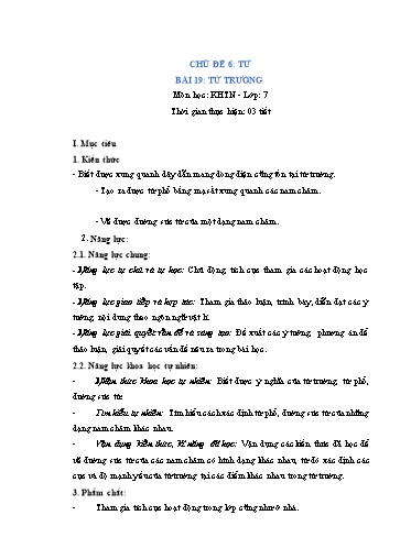 Giáo án Khoa học tự nhiên Lớp 7 (Chân trời sáng tạo) - Bài 19: Từ trường