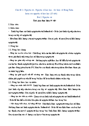 Giáo án Khoa học tự nhiên Lớp 7 (Chân trời sáng tạo) - Bài 2: Nguyên tử