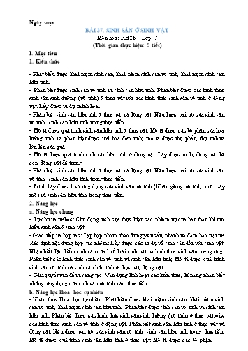 Giáo án Khoa học tự nhiên Lớp 7 (Chân trời sáng tạo) - Bài 37: Sinh sản ở sinh vật