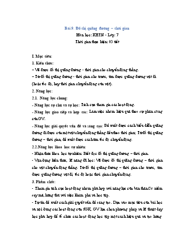 Giáo án Khoa học tự nhiên Lớp 7 (Chân trời sáng tạo) - Bài 9: Đồ thị quãng đường — thời gian