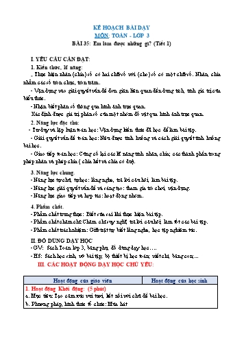 Giáo án Toán Lớp 3 (Chân trời sáng tạo) - Tuần 10, Bài: Em làm được những gì? (Tiết 1)