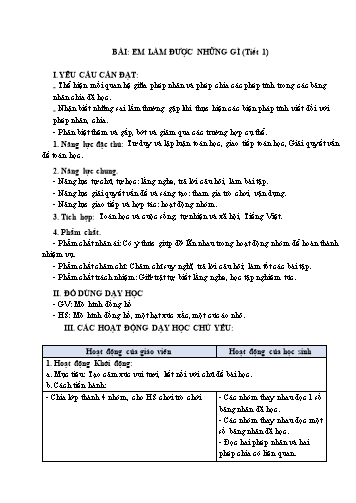 Giáo án Toán Lớp 3 (Chân trời sáng tạo) - Tuần 16, Bài: Em làm được những gì (Tiết 1)