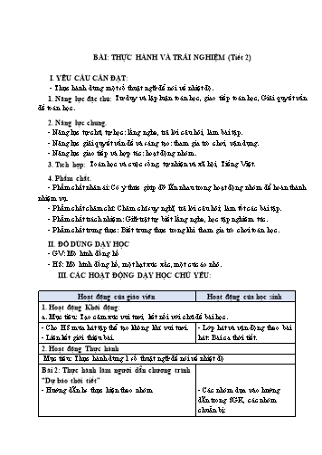 Giáo án Toán Lớp 3 (Chân trời sáng tạo) - Tuần 16, Bài: Thực hành và trải nghiệm (Tiết 2)