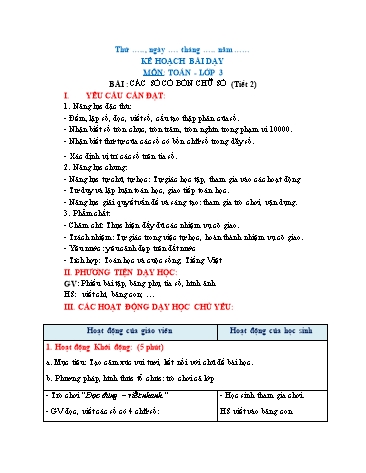 Giáo án Toán Lớp 3 (Chân trời sáng tạo) - Tuần 19, Bài: Các số có bốn chữ số (Tiết 2)