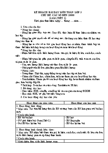 Giáo án Toán Lớp 3 (Chân trời sáng tạo) - Tuần 21, Bài: Gam (Tiết 1)