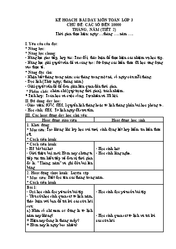 Giáo án Toán Lớp 3 (Chân trời sáng tạo) - Tuần 21, Bài: Tháng, năm (Tiết 2)