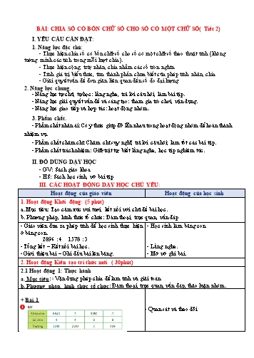 Giáo án Toán Lớp 3 (Chân trời sáng tạo) - Tuần 23, Bài: Chia số có bốn chữ số cho số có một chữ số (Tiết 2)