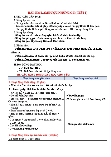 Giáo án Toán Lớp 3 (Chân trời sáng tạo) - Tuần 23, Bài: Em làm được những gì? (Tiết 1)