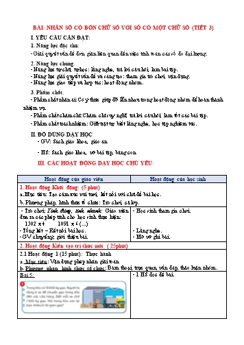 Giáo án Toán Lớp 3 (Chân trời sáng tạo) - Tuần 23, Bài: Nhân số có bốn chữ số với số có một chữ số (Tiết 3)