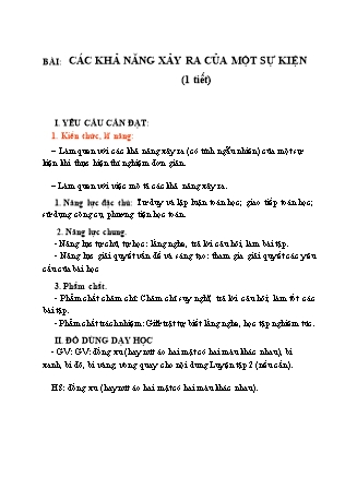 Giáo án Toán Lớp 3 (Chân trời sáng tạo) - Tuần 26, Bài: Các khả năng xảy ra của một sự kiện