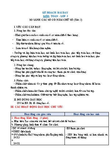 Giáo án Toán Lớp 3 (Chân trời sáng tạo) - Tuần 28, Bài: So sánh các số có năm chữ số (Tiết 2)