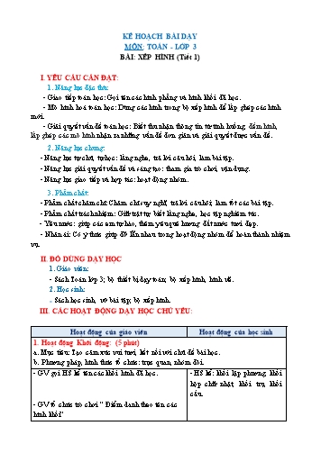 Giáo án Toán Lớp 3 (Chân trời sáng tạo) - Tuần 4, Bài: Xếp hình (Tiết 1)