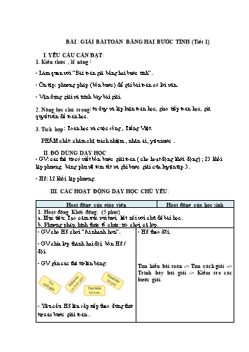 Giáo án Toán Lớp 3 (Chân trời sáng tạo) - Tuần 5, Bài: Bài toán giải bằng hai bước tính (Tiết 1)