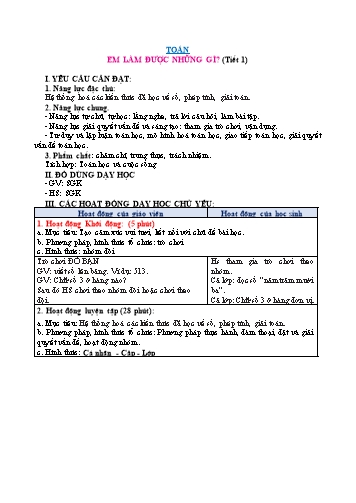 Giáo án Toán Lớp 3 (Chân trời sáng tạo) - Tuần 6, Bài: Em làm được những gì? (Tiết 1)