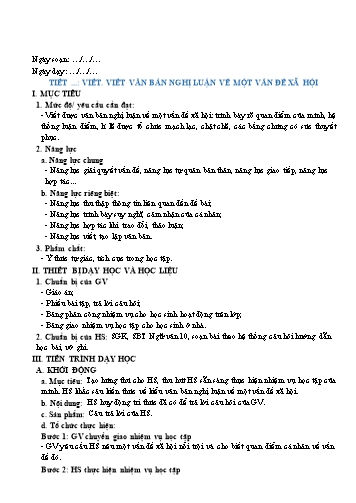 Giáo án Ngữ Văn 10 (Chân trời sáng tạo) - Tiết 14: Viết "Viết văn bản nghị luận về một vấn đề xã hội"