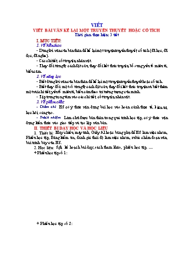 Giáo án Ngữ Văn 6 (Cánh Diều) - Bài 1: Truyện (Truyền thuyết và cổ tích) - Phần 5: Viết Viết bài văn kể lại một truyện truyền thuyết hoặc cổ tích