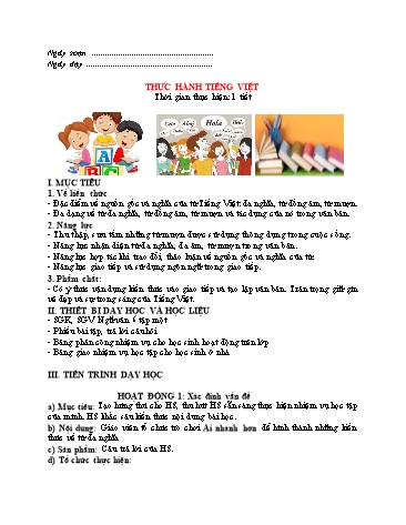 Giáo án Ngữ Văn 6 (Cánh Diều) - Bài 3: Kí (Hồi kí và du kí) - Phần 3: Thực hành tiếng Việt