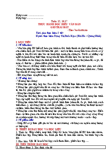 Giáo án Ngữ Văn 6 (Cánh Diều) - Bài 5: Văn bản thông tin (Thuật lại sự kiện theo trật tự thời gian) - Phần 4: Thực hành đọc hiểu Giờ Trái Đất