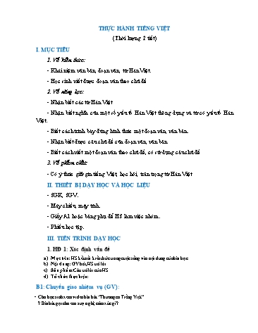 Giáo án Ngữ Văn 6 (Cánh Diều) - Bài 8: Văn bản nghị luận (Nghị luận xã hội) - Phần 3: Thực hành tiếng Việt