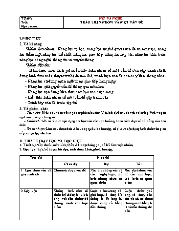 Giáo án Ngữ Văn 7 (Cánh Diều) - Bài 3: Truyện khoa học viễn tưởng - Phần 6: Nói và nghe Thảo luận nhóm về một vấn đề