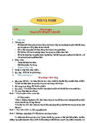 Giáo án Ngữ Văn 7 (Cánh Diều) - Bài 7: Thơ - Phần 6: Nói và nghe Trao đổi về một vấn đề