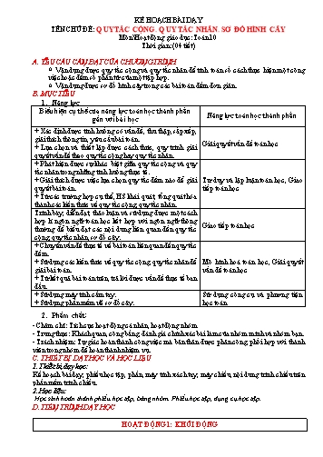 Giáo án Toán Lớp 10 (Cánh diều) - Chương V, Bài 1: Quy tắc cộng. Quy tắc nhân. Sơ đồ hình cây