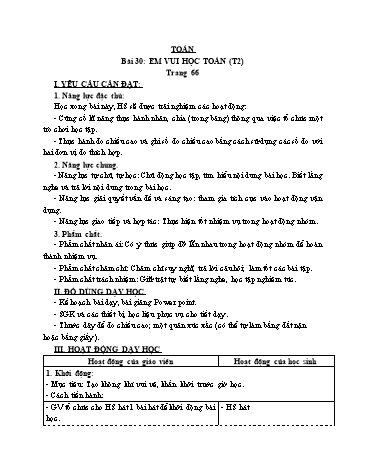 Giáo án Toán Lớp 3 (Cánh diều) - Tuần 10, Bài 30: Em vui học Toán (Tiết 2)