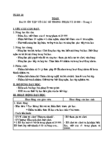 Giáo án Toán Lớp 3 (Cánh diều) - Tuần 19, Bài 59: Ôn tập về các số trong phạm vi 10000 (Tiết 2)