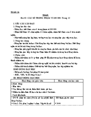 Giáo án Toán Lớp 3 (Cánh diều) - Tuần 20, Bài 62: Các số trong phạm vi 100 000 (Tiết 2)