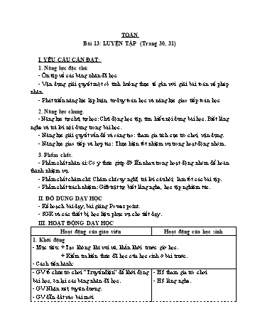 Giáo án Toán Lớp 3 (Cánh diều) - Tuần 5, Bài 13: Luyện tập