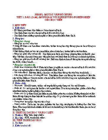 Giáo án Địa Lí 10 (Cánh Diều) - Bài 1: Môn Địa lí với định hướng nghề nghiệp cho học viên