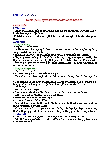 Giáo án Địa Lí 10 (Cánh Diều) - Bài 15: Quy luật địa đới và phi địa đới