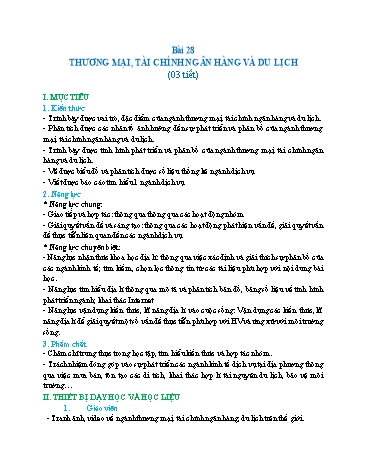 Giáo án Địa Lí 10 (Cánh Diều) - Bài 28: Thương mại, tài chính ngân hàng và dịch vụ